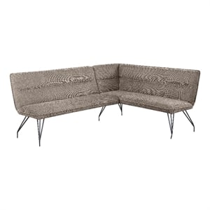Donne Corner Dining Bench L Shape - Taupe Brown - Metal Legs- 84 Inch