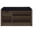 Aryn Storage Bench- Adjustable Shelf - Black Faux Leather - Dark Brown