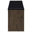 Aryn Storage Bench- Adjustable Shelf - Black Faux Leather - Dark Brown