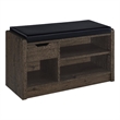 Aryn Storage Bench- Adjustable Shelf - Black Faux Leather - Dark Brown