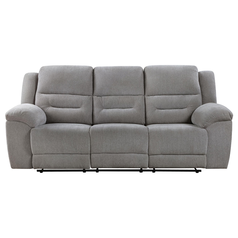 Gilo Manual Recliner Sofa- 92 Inch Light Gray- Pillow Top Armrests