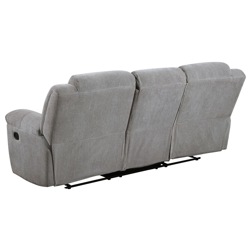 Gilo Manual Recliner Sofa- 92 Inch Light Gray- Pillow Top Armrests