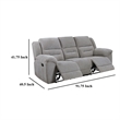 Gilo Manual Recliner Sofa- 92 Inch Light Gray- Pillow Top Armrests