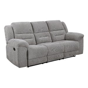 Gilo Manual Recliner Sofa- 92 Inch Light Gray- Pillow Top Armrests