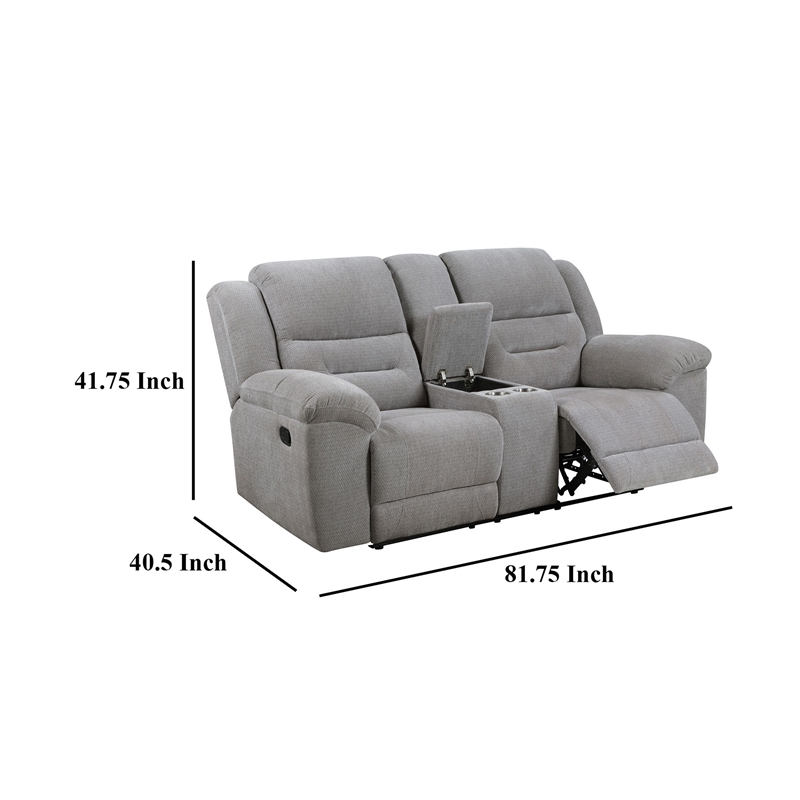 Gilo Manual Recliner Loveseat- 81 Inch Light Gray- Pillow Top Armrests