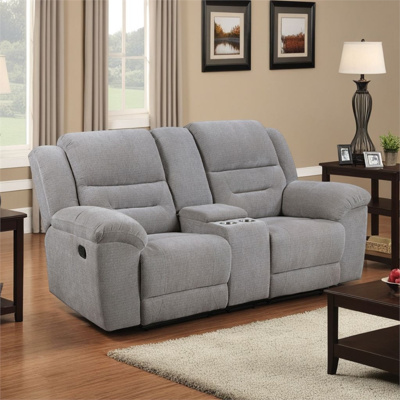 Gilo Manual Recliner Loveseat- 81 Inch Light Gray- Pillow Top Armrests