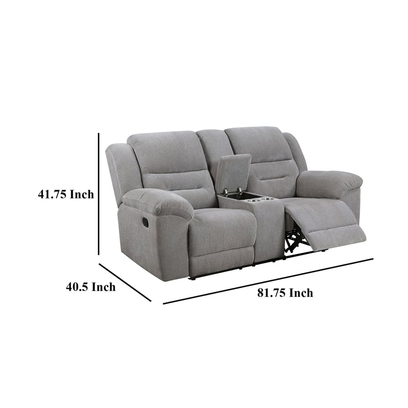 Gilo Manual Recliner Loveseat- 81 Inch Light Gray- Pillow Top Armrests
