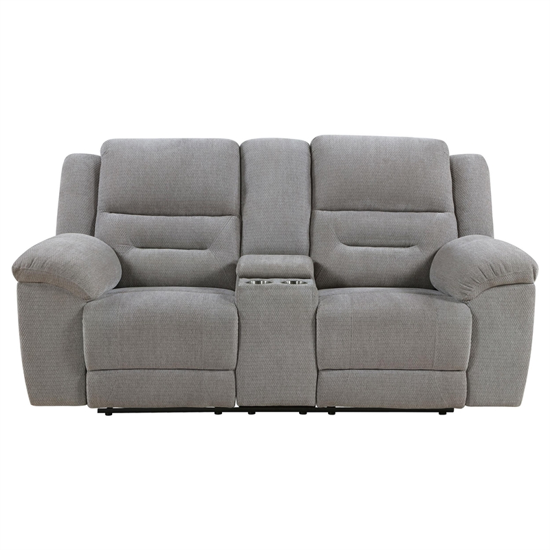 Gilo Manual Recliner Loveseat- 81 Inch Light Gray- Pillow Top Armrests