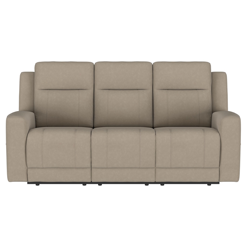 Krio Manual Recliner Sofa- 80 Inch Modern Taupe Brown Faux Leather