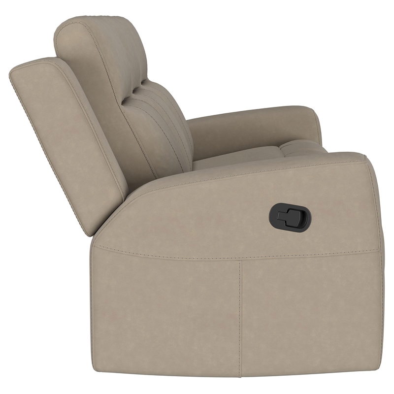 Krio Manual Recliner Sofa- 80 Inch Modern Taupe Brown Faux Leather