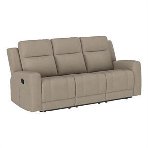 Krio Manual Recliner Sofa- 80 Inch Modern Taupe Brown Faux Leather