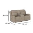 Krio Manual Recliner Loveseat- 71 Inch Modern Taupe Brown Faux Leather