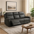 Krio Manual Recliner Sofa- 80 Inch- Modern Charcoal Gray Faux Leather