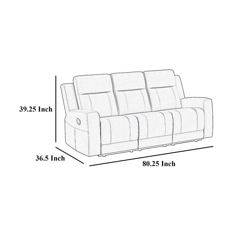 Krio Manual Recliner Sofa- 80 Inch- Modern Charcoal Gray Faux Leather