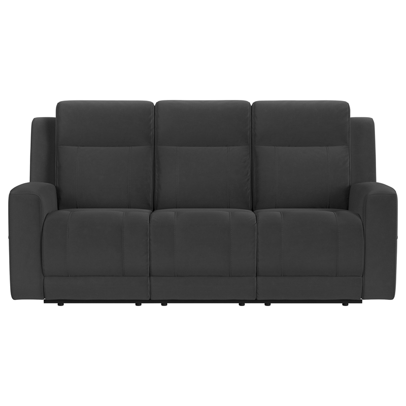 Krio Manual Recliner Sofa- 80 Inch- Modern Charcoal Gray Faux Leather