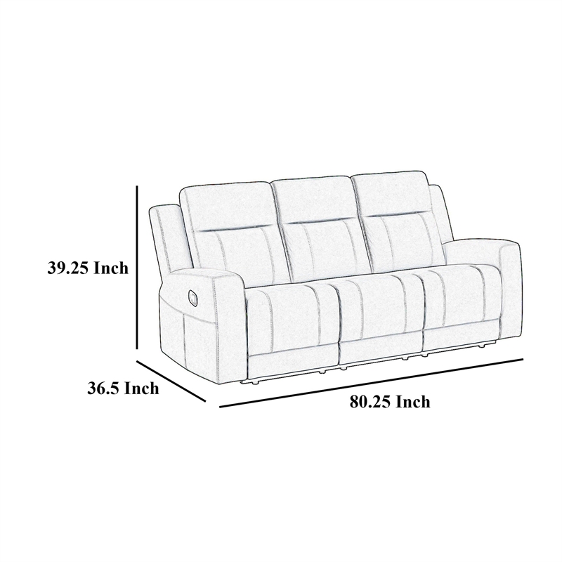 Krio Manual Recliner Sofa- 80 Inch- Modern Charcoal Gray Faux Leather