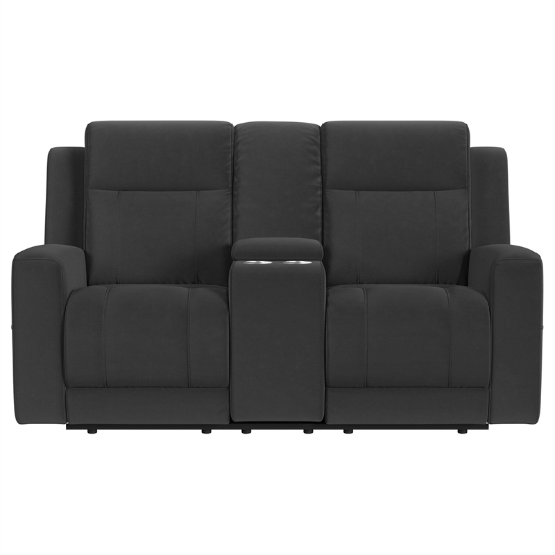 Krio Manual Recliner Loveseat- 71 Inch- Charcoal Gray Faux Leather