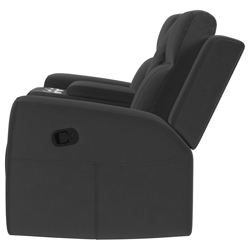 Krio Manual Recliner Loveseat- 71 Inch- Charcoal Gray Faux Leather