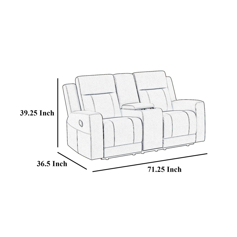 Krio Manual Recliner Loveseat- 71 Inch- Charcoal Gray Faux Leather