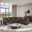 Dina Power Sectional Recliner L Shape Sofa- Dark Brown Faux Leather