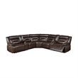 Dina Power Sectional Recliner L Shape Sofa- Dark Brown Faux Leather