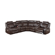 Ina Power Sectional Recliner L Shape Sofa- Console- Brown Faux Leather