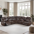 Ina Power Sectional Recliner L Shape Sofa- Console- Brown Faux Leather