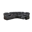 Ina Power Sectional Recliner L Shape Sofa- Charcoal Gray Faux Leather