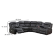 Ina Power Sectional Recliner L Shape Sofa- Charcoal Gray Faux Leather