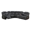 Ina Power Sectional Recliner L Shape Sofa- Charcoal Gray Faux Leather