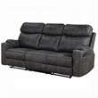 Hori Manual Recliner Sofa- 86 Inch- Dark Gray Microfiber- Cupholders