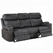 Hori Manual Recliner Sofa- 86 Inch- Dark Gray Microfiber- Cupholders