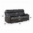Hori Manual Recliner Sofa- 86 Inch- Dark Gray Microfiber- Cupholders