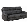 Hori Manual Recliner Sofa- 86 Inch- Dark Gray Microfiber- Cupholders