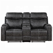 Hori Manual Recliner Loveseat- 75 Inch Gray Microfiber- Cupholders