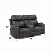 Hori Manual Recliner Loveseat- 75 Inch Gray Microfiber- Cupholders