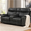 Hori Manual Recliner Loveseat- 75 Inch Gray Microfiber- Cupholders