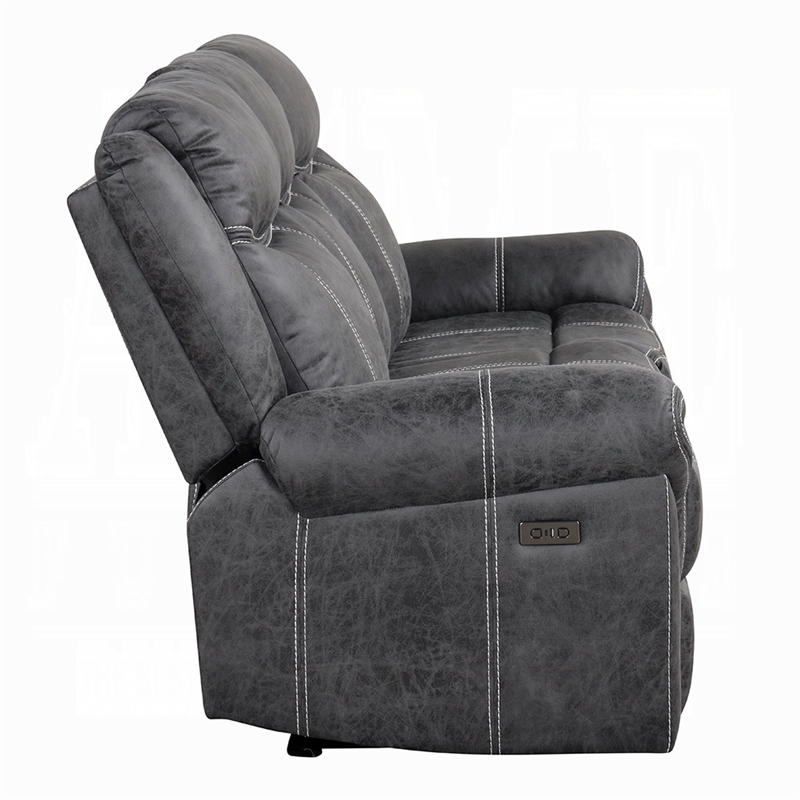Hesy Power Motion Recliner Sofa w Drop Down Table- Dark Gray 85 Inch