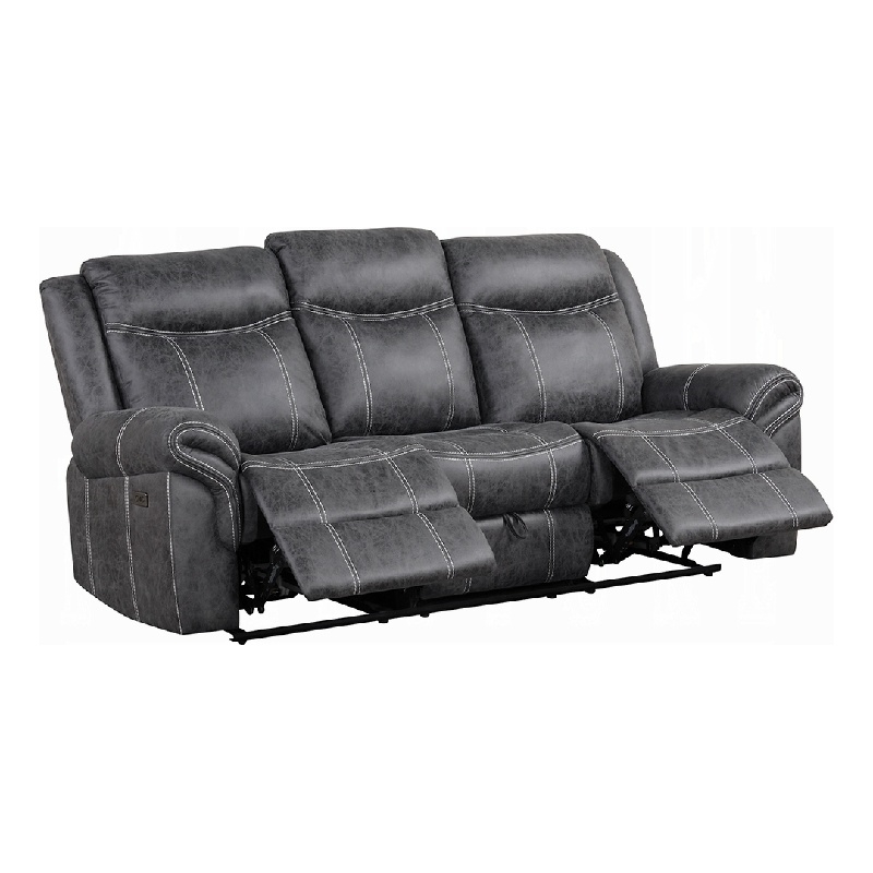 Hesy Power Motion Recliner Sofa w Drop Down Table- Dark Gray 85 Inch