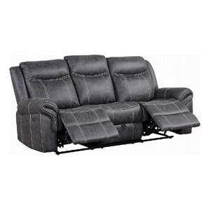 Hesy Power Motion Recliner Sofa w Drop Down Table- Dark Gray 85 Inch