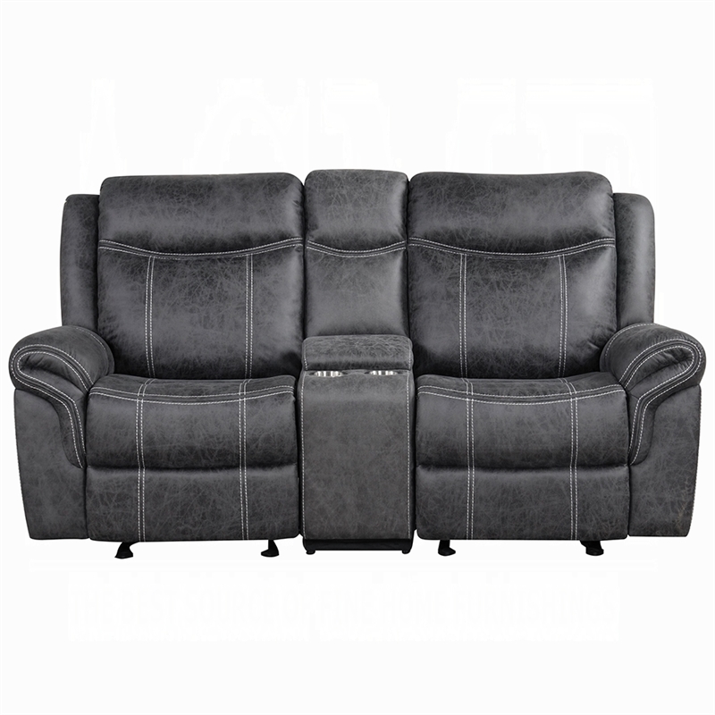 Hesy Power Motion Recliner Loveseat w Console- Dark Gray 75 Inch