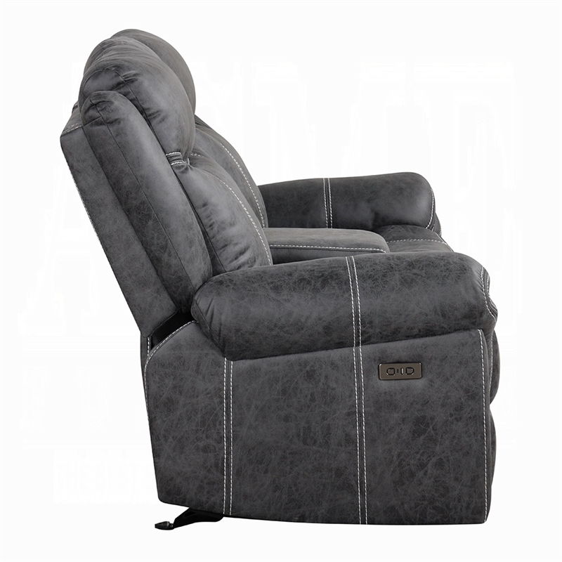 Hesy Power Motion Recliner Loveseat w Console- Dark Gray 75 Inch