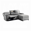 Diny Manual Recliner Sectional Sofa- Dropdown Center Table- Gray Linen