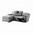 Diny Manual Recliner Sectional Sofa- Dropdown Center Table- Gray Linen