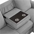 Diny Manual Recliner Sectional Sofa- Dropdown Center Table- Gray Linen