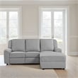 Diny Manual Recliner Sectional Sofa- Dropdown Center Table- Gray Linen