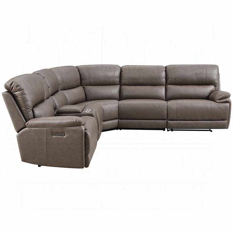 Chern Power Motion Recliner Sectional Sofa- 2 Cupholder Brown 120 Inch