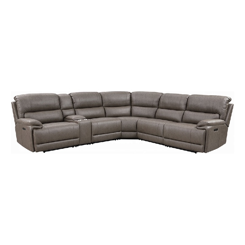 Chern Power Motion Recliner Sectional Sofa- 2 Cupholder Brown 120 Inch