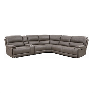 Chern Power Motion Recliner Sectional Sofa- 2 Cupholder Brown 120 Inch