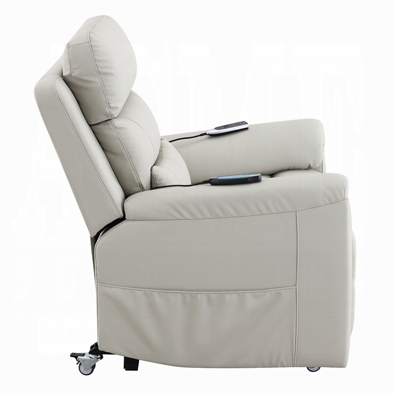 Arshie Power Lift Recliner Chair- Heating n Massage- Gray Faux Leather